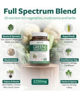 Greens Extract Blend Capsules, Antioxidant Supplement for Natural Metabolism Boost, Health's Harmony, 120ct