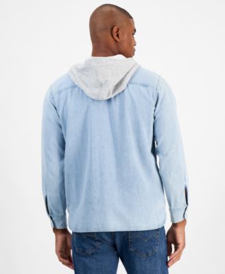 Men's Relaxed-Fit Hooded Denim Shirt Jacket 