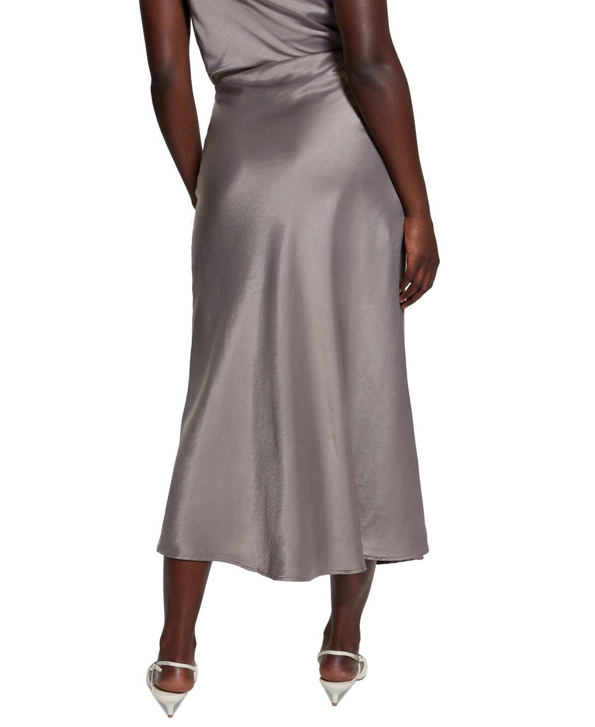 Guess Anastasia Satin Maxi Skirt In Walnut Shell Multi