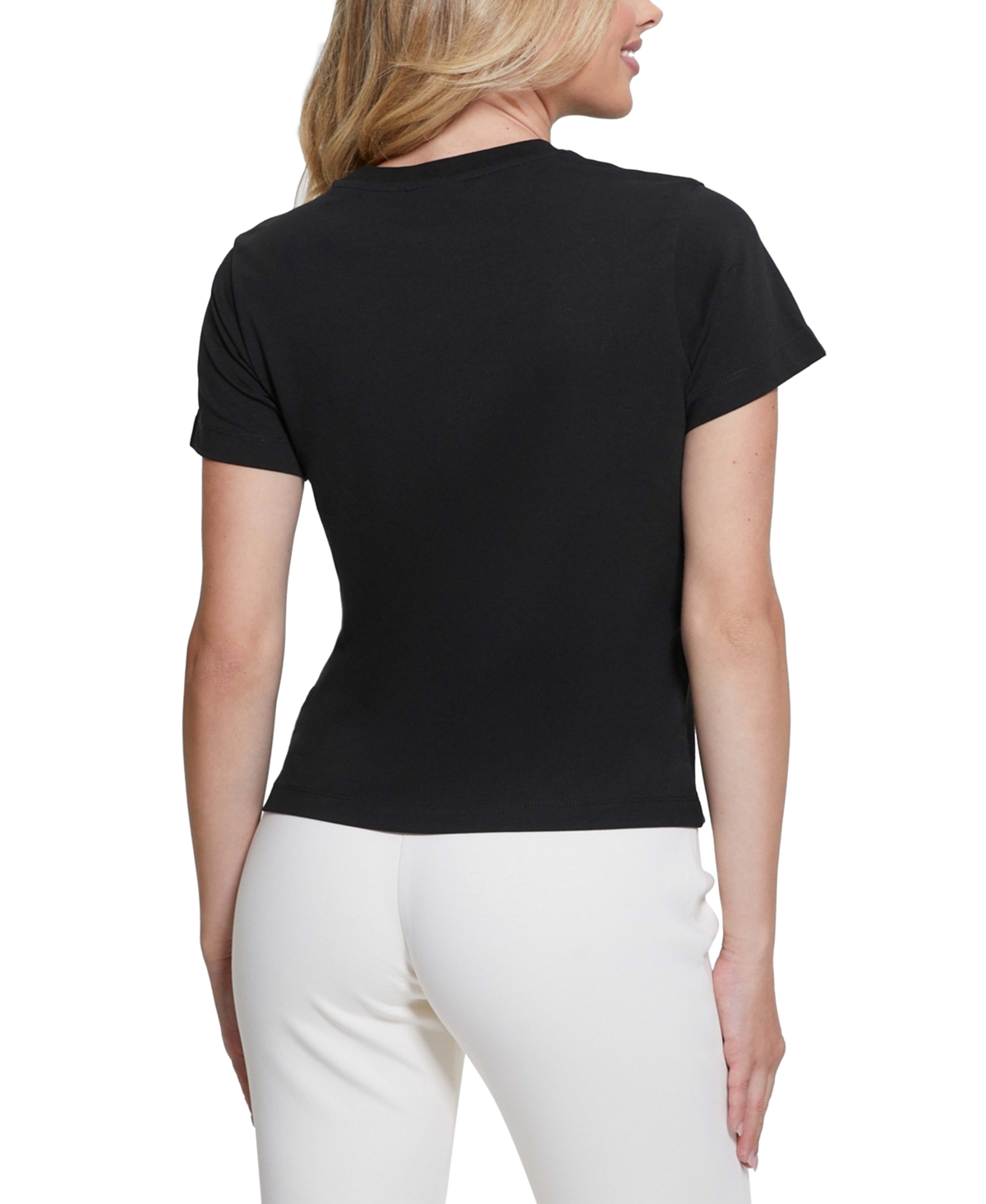 Guess Women's Ann Logo Tee - Jet Black A996