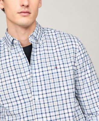 Men's Flex Poplin Tartan Slim-Fit Long-Sleeve Shirt