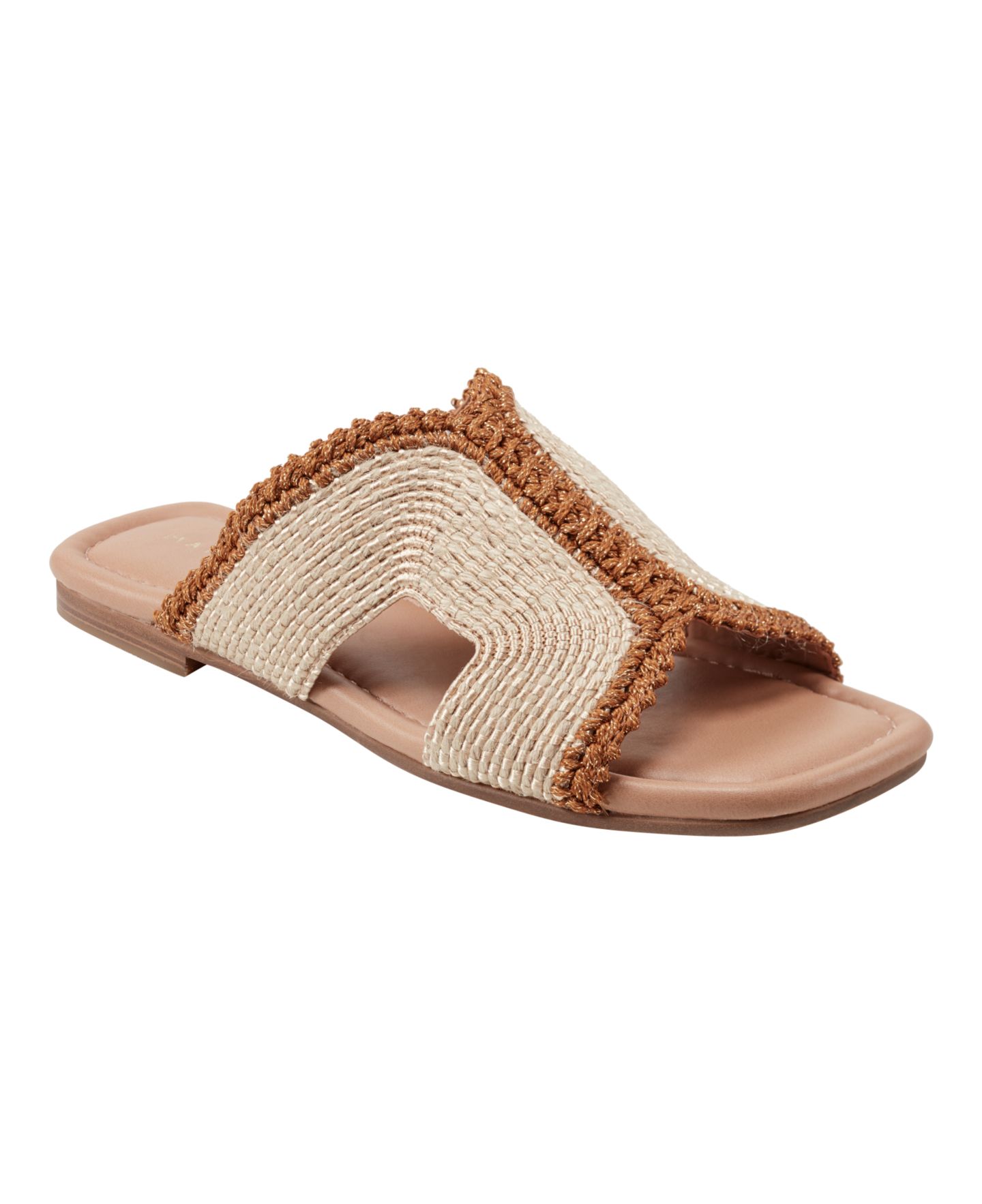 Женские сандалии Marc Fisher LTD Nashie Slip On Square Toe Flat, цвет: Натуральный — фото 1