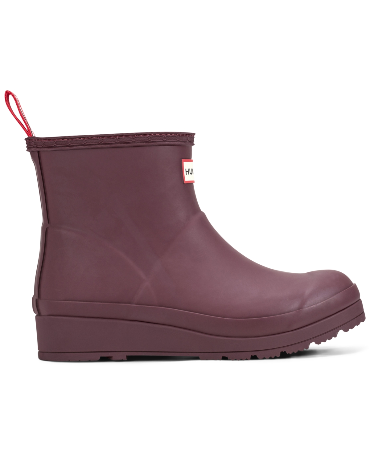 Hunter Play Short Faux Shearling Lined Waterproof Rain Boot In Dark Red
