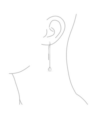 Minimalist Geometric Long Round Circle Chain Threader Earrings Stabilizing U Hook .925 Sterling Silver