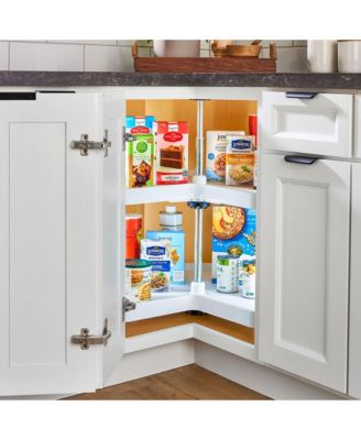 28'' Lazy Susan Kidney Polymer 2-Shelf, White, 3472-28-11-52