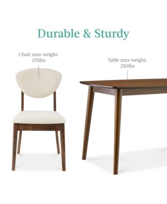 5-Piece Compact Wooden Mid-Century Modern Dining Set w/ 4 Chairs, Padded Seat & Back