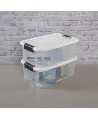 18 Qt Clear Plastic Stackable Storage Bin w/ White Latch Lid, 24 Pack