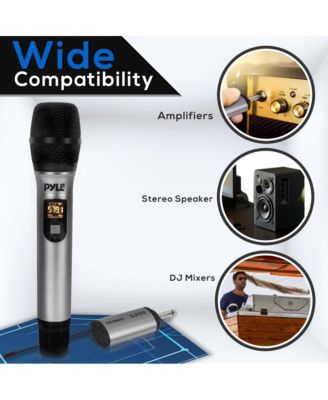 UHF Wireless Microphone Adapter System, Pro Audio Wireless Mic Transmitter with Selectable Frequency