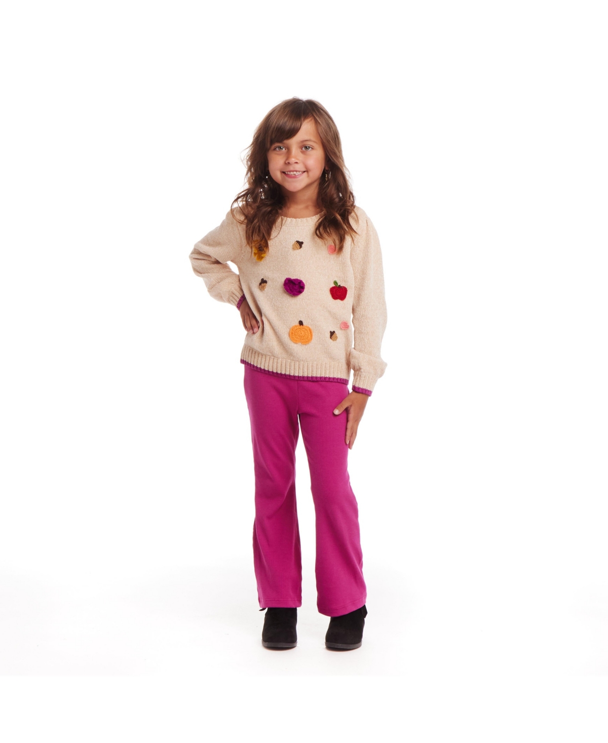 Andy & Evan Toddler Girls Toddler/Child Fall Themed Chenille Sweater & Legging Set