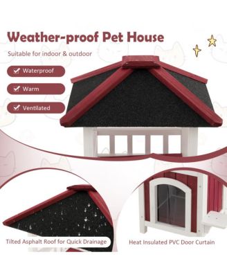 34'' H Wooden Cat House – Spacious and Stylish Pet Shelter