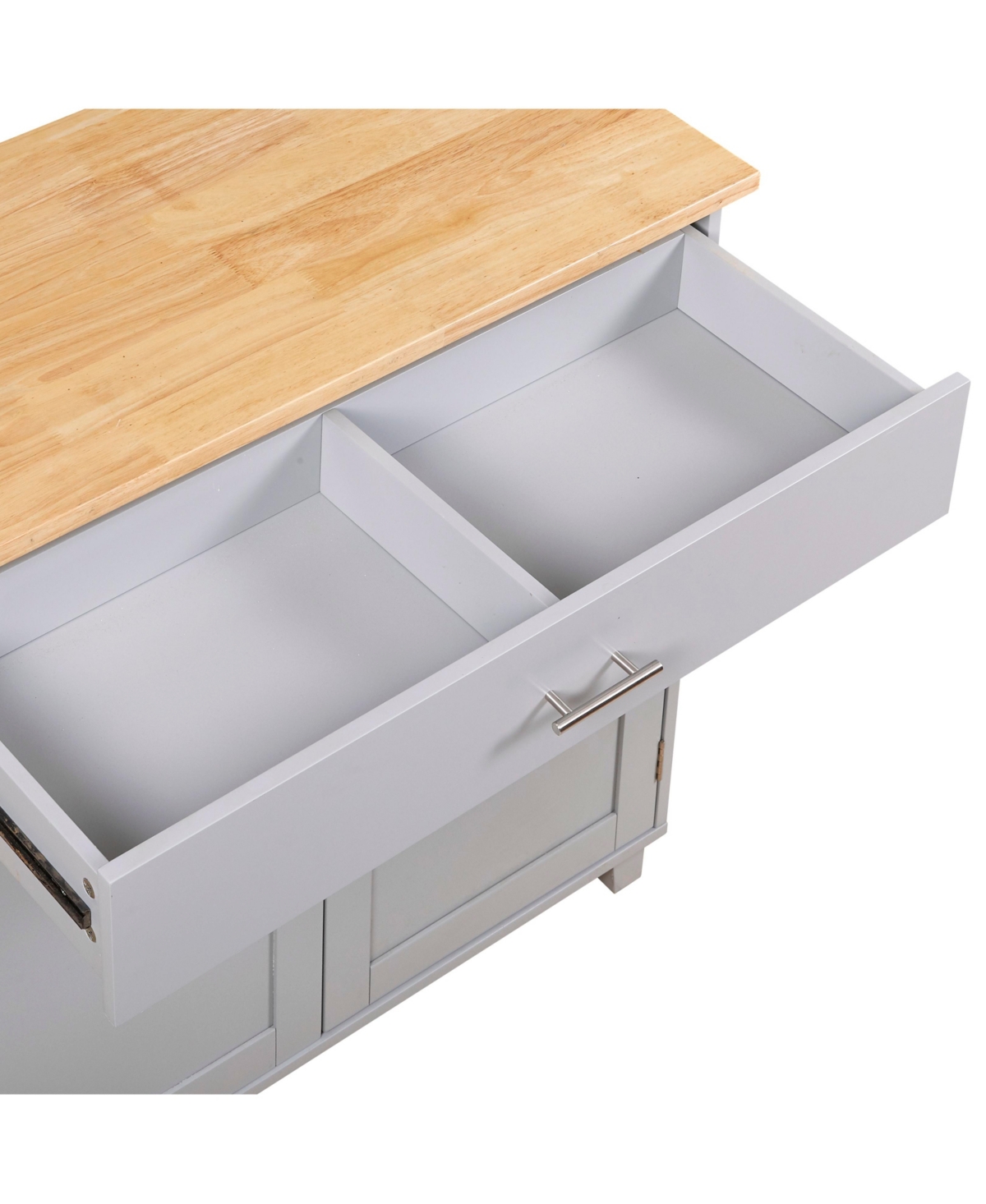 Slickblue Rolling Kitchen Island with Storage: Rubber Wood Top, Spacious Drawer with Divider, Internal Storage Rack