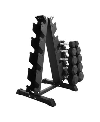 BalanceFrom Signature Alloy Steel 150 lb Rubber Encased Hex Dumbbell Set, Black