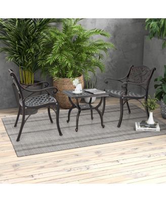 21'' Cast Aluminum Outdoor Side Table Patio Square Coffee Table w/ Storage Shelf