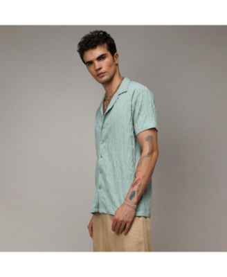 Men's Sage Green Grain-Textured Shirt