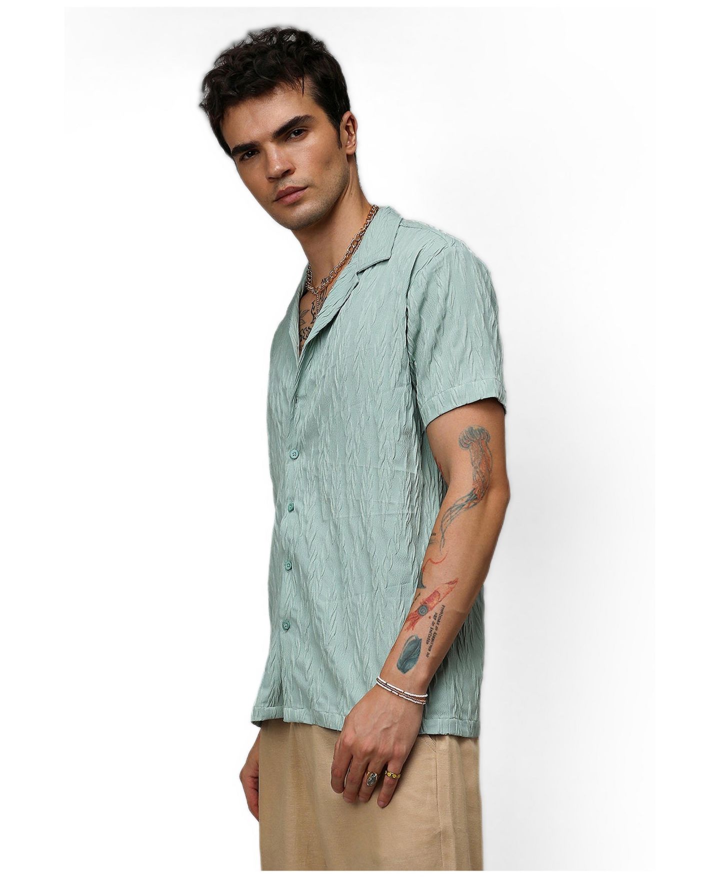 Мужская рубашка Cahoot Campus Sutra Sage Green Grain-Textured, цвет: Зелёный — фото 3