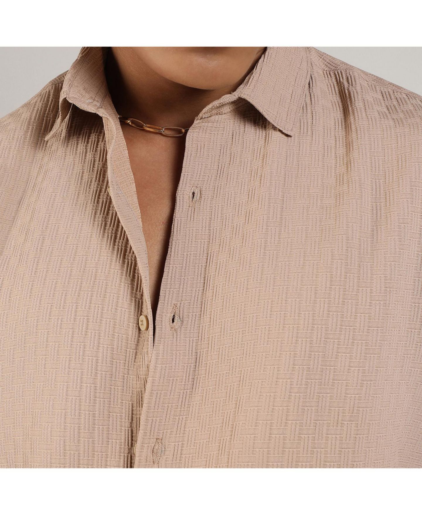 Мужская рубашка Cahoot Campus Sutra Beige Textured Interweave, цвет: Бежевый / Хаки — фото 6