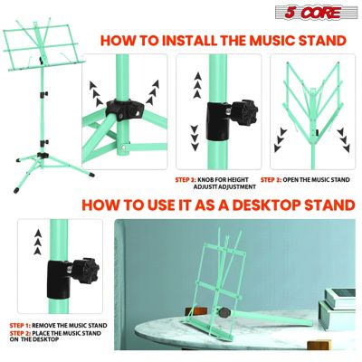Music Stand Adjustable 57" Desktop Book Stands Sheet Holder All Metal Portable Bookstand