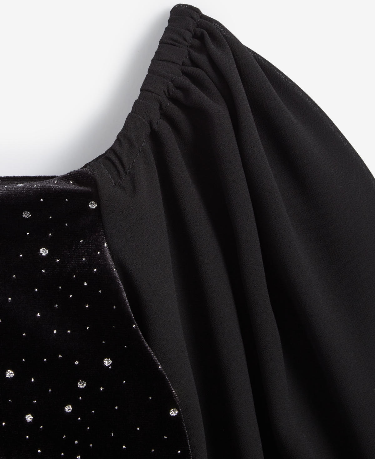 Shop With Jules Big Girls Sheer-sleeve Velvet Ruched Dress In Black