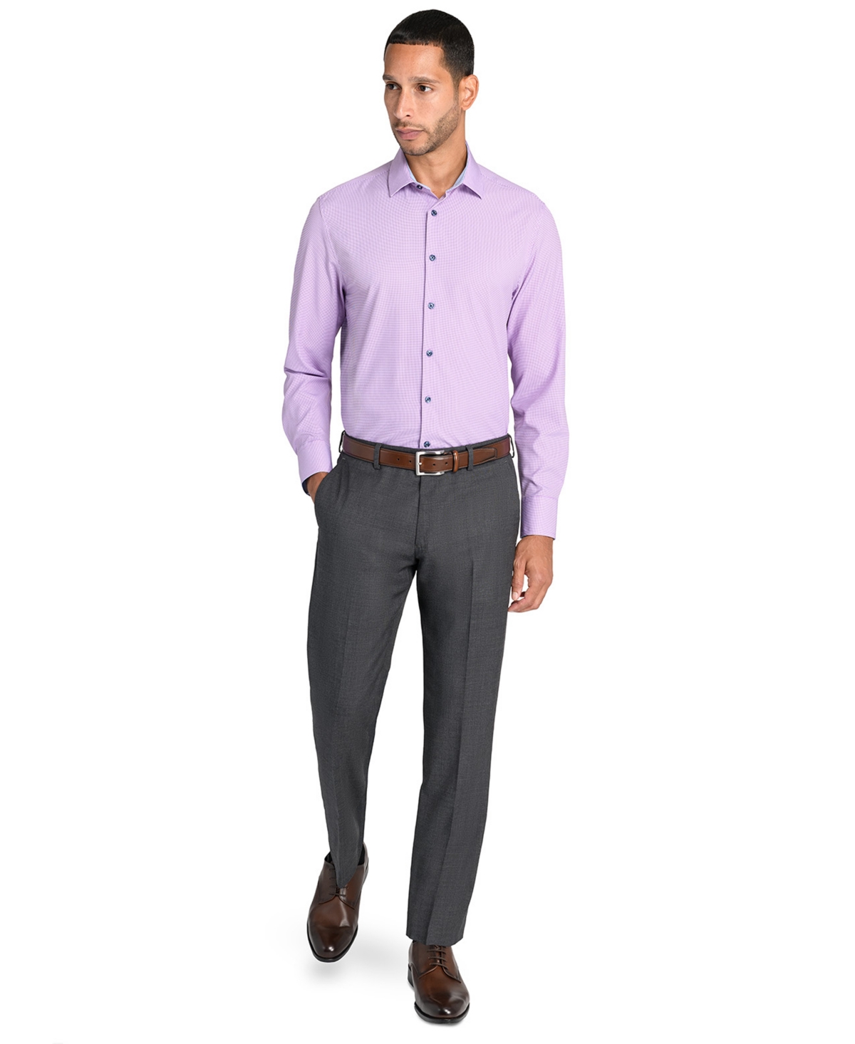 Construct Men Slim-fit Micro-geo Dress Shirt In Purple