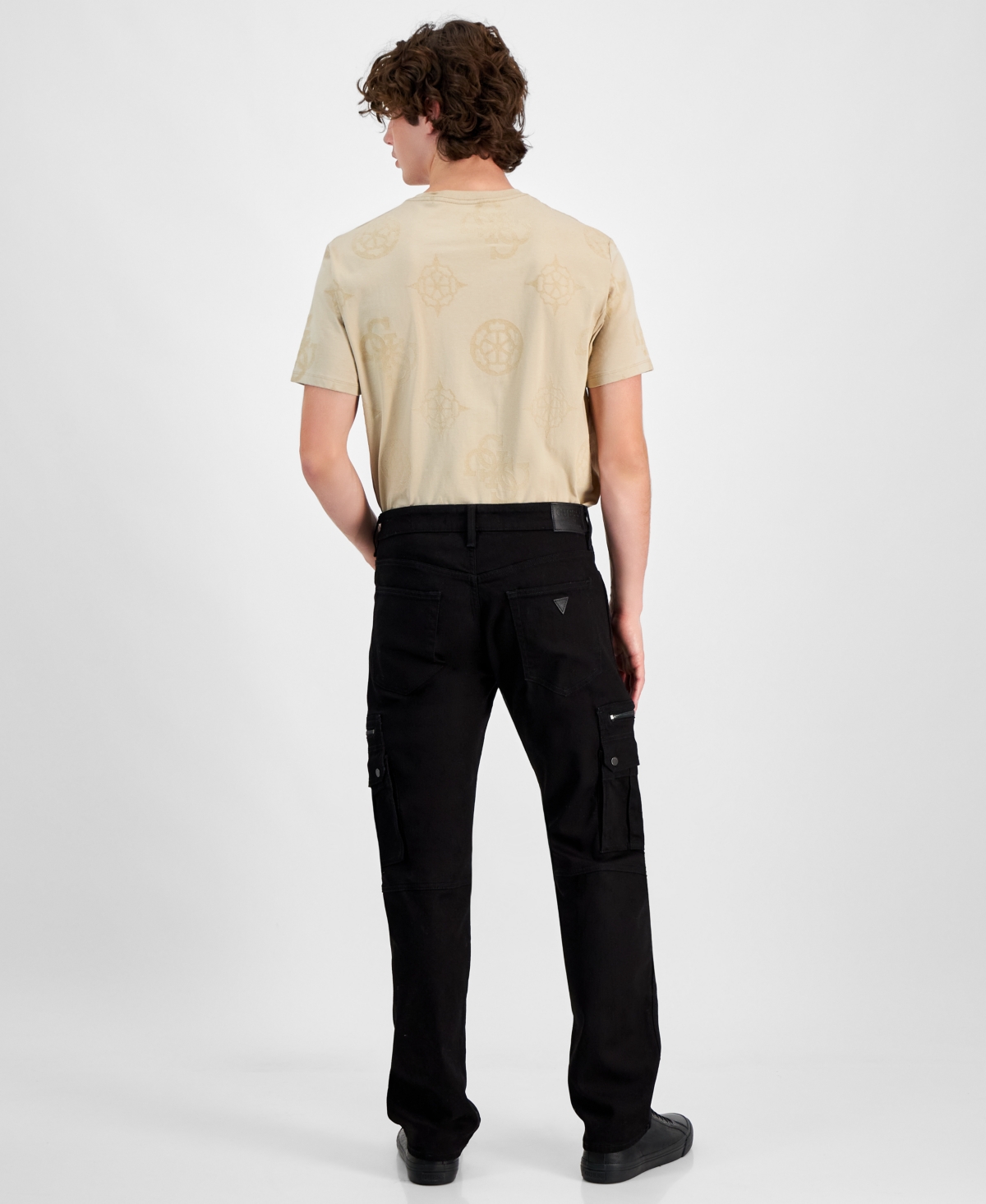 GUESS MEN'S MATEO ZIP DENIM CARGO PANTS 