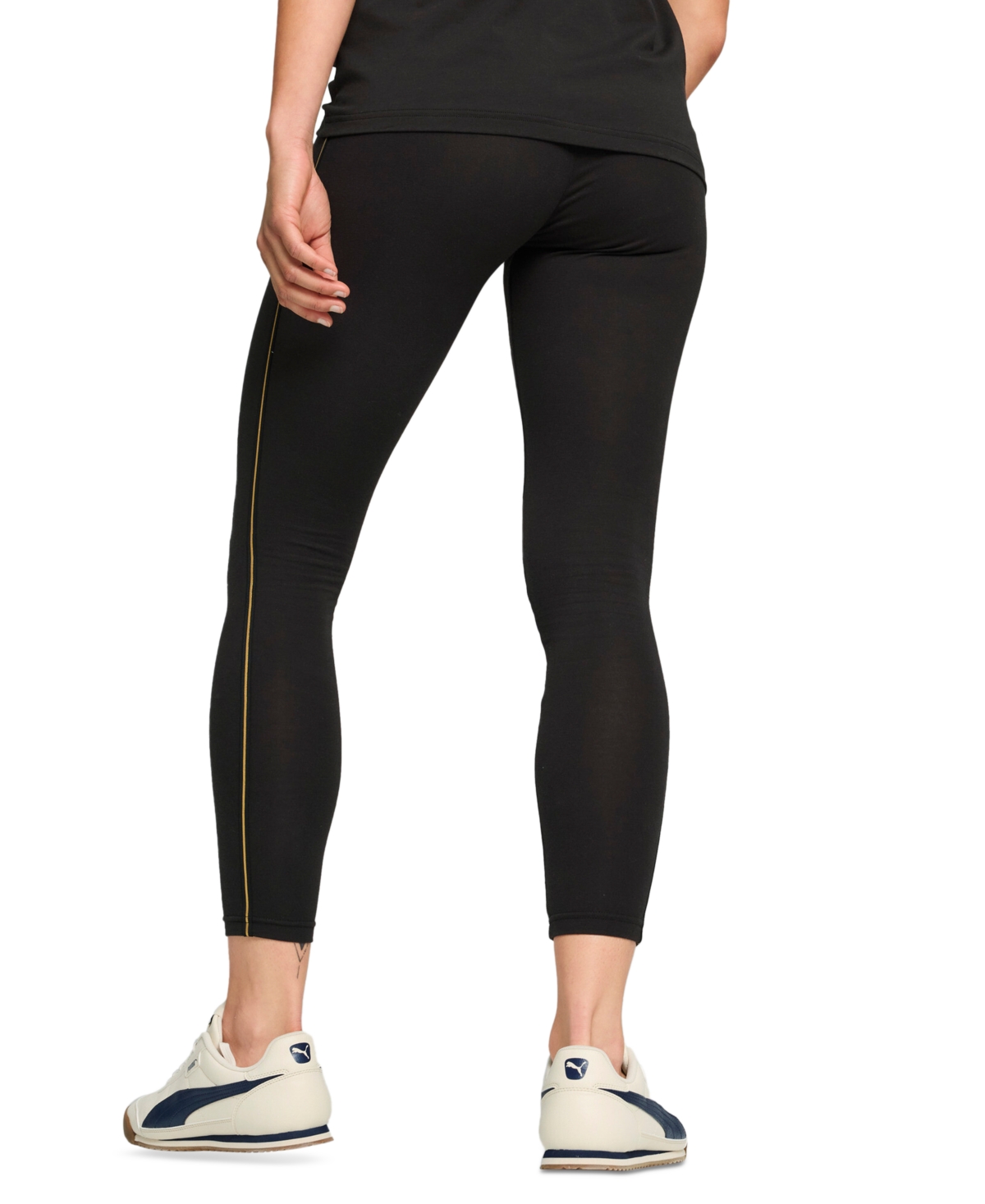 Puma Women's Metallic Contrast-tape Leggings In Black