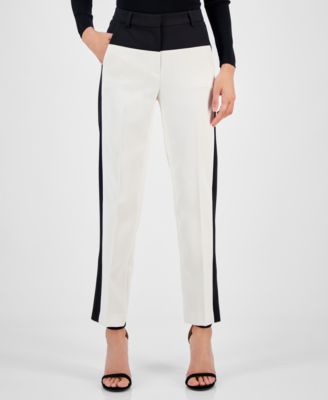 Anne Klein - Women's Contrast-Stripe Slim-Leg Pants