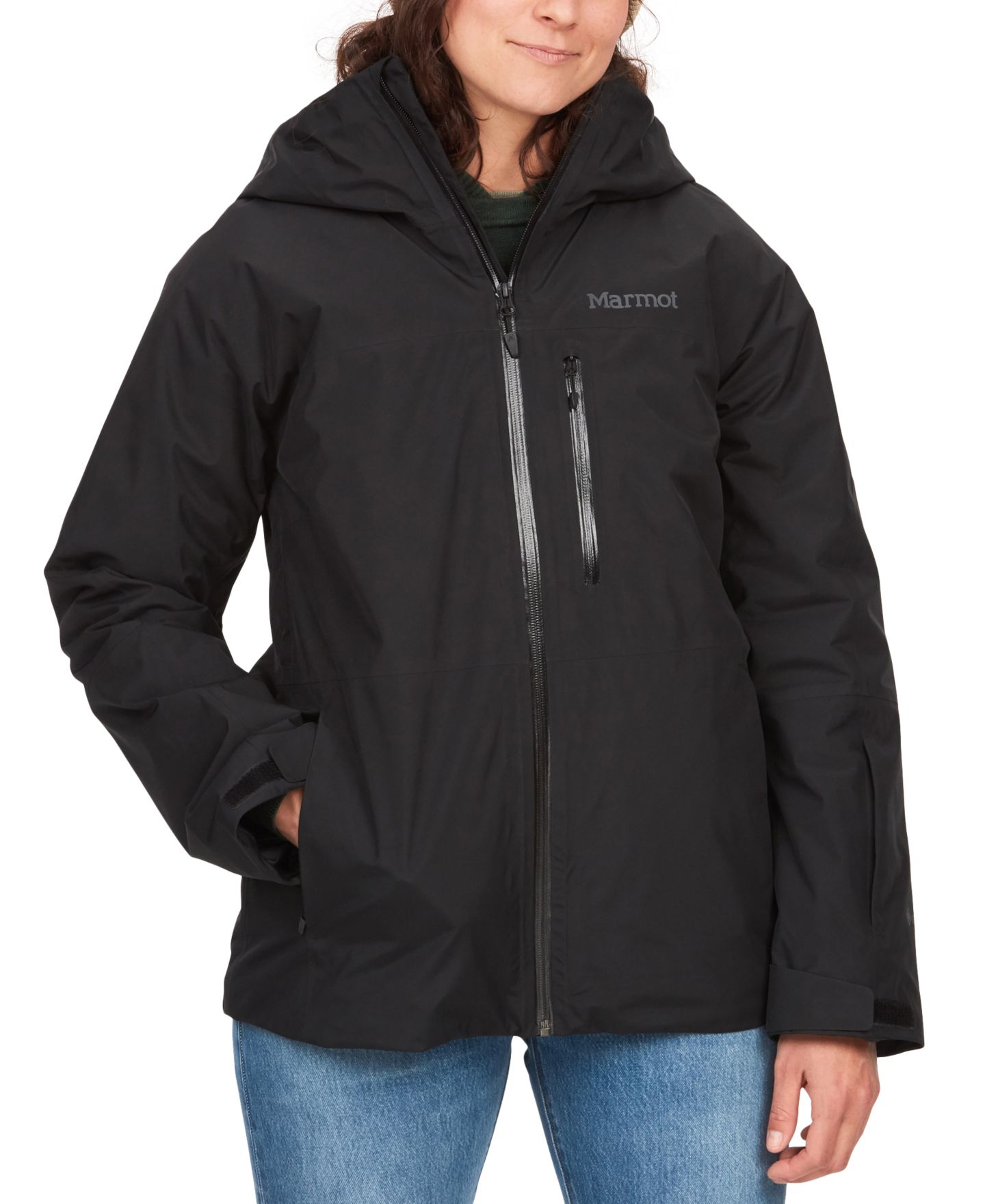 Женская куртка Marmot Lightray GORE-TEX Hooded, цвет: Чёрный — фото 1