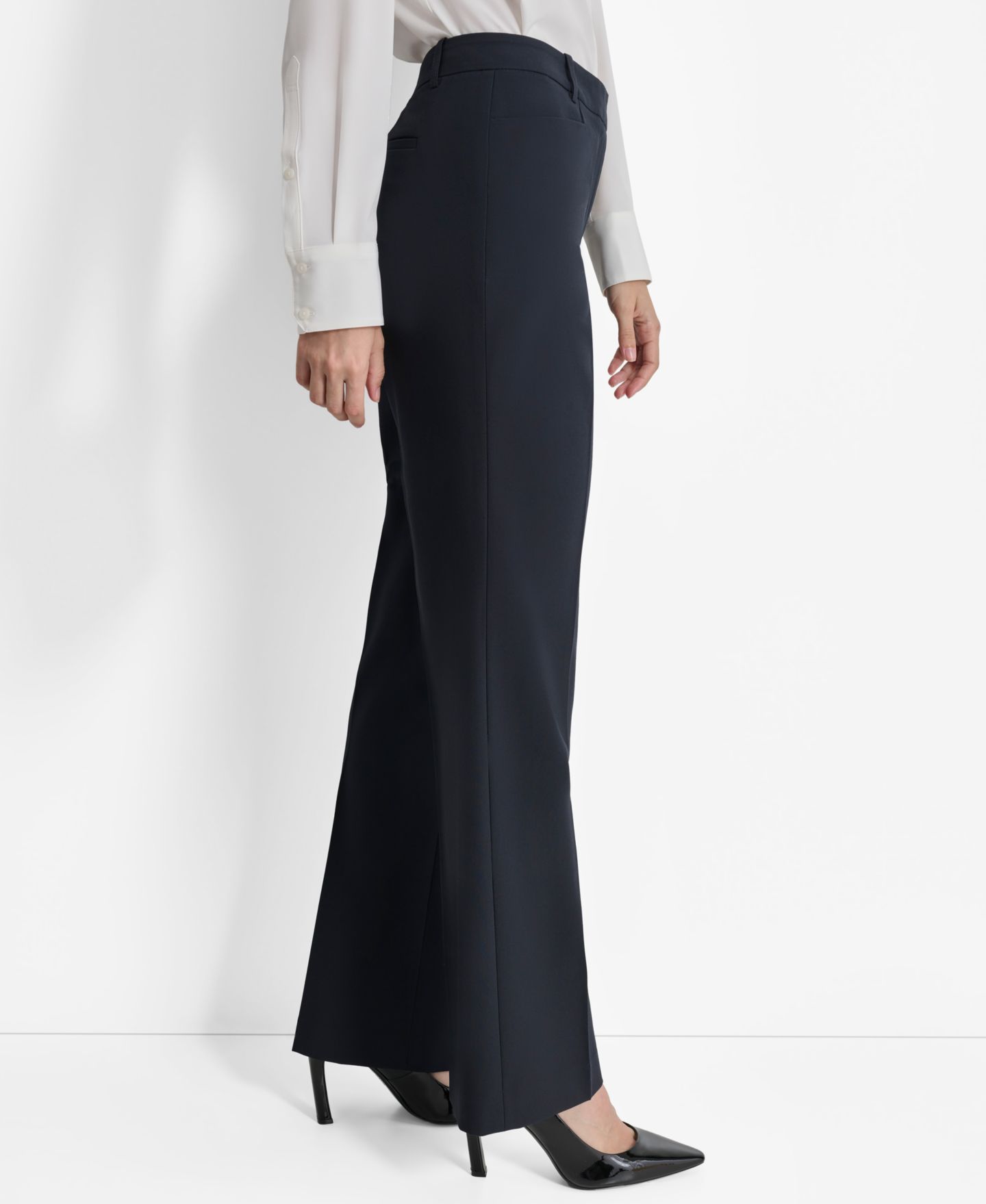 Женские брюки DKNY Mid-Rise Flare-Leg, цвет: Тёмно-синий — фото 3