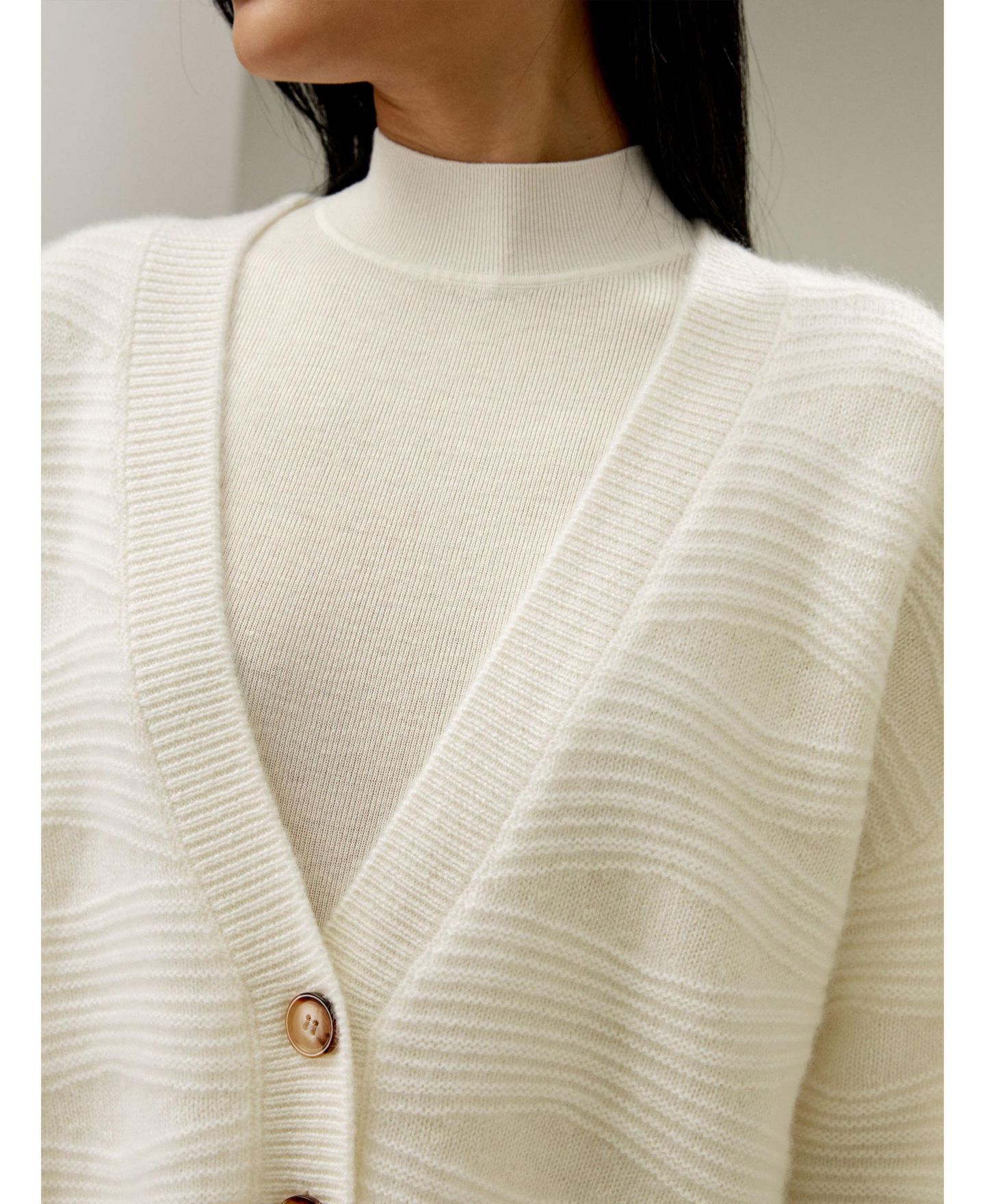 Женский кардиган LILYSILK Elegant V-Neck Cashmere, цвет: Белый — фото 7