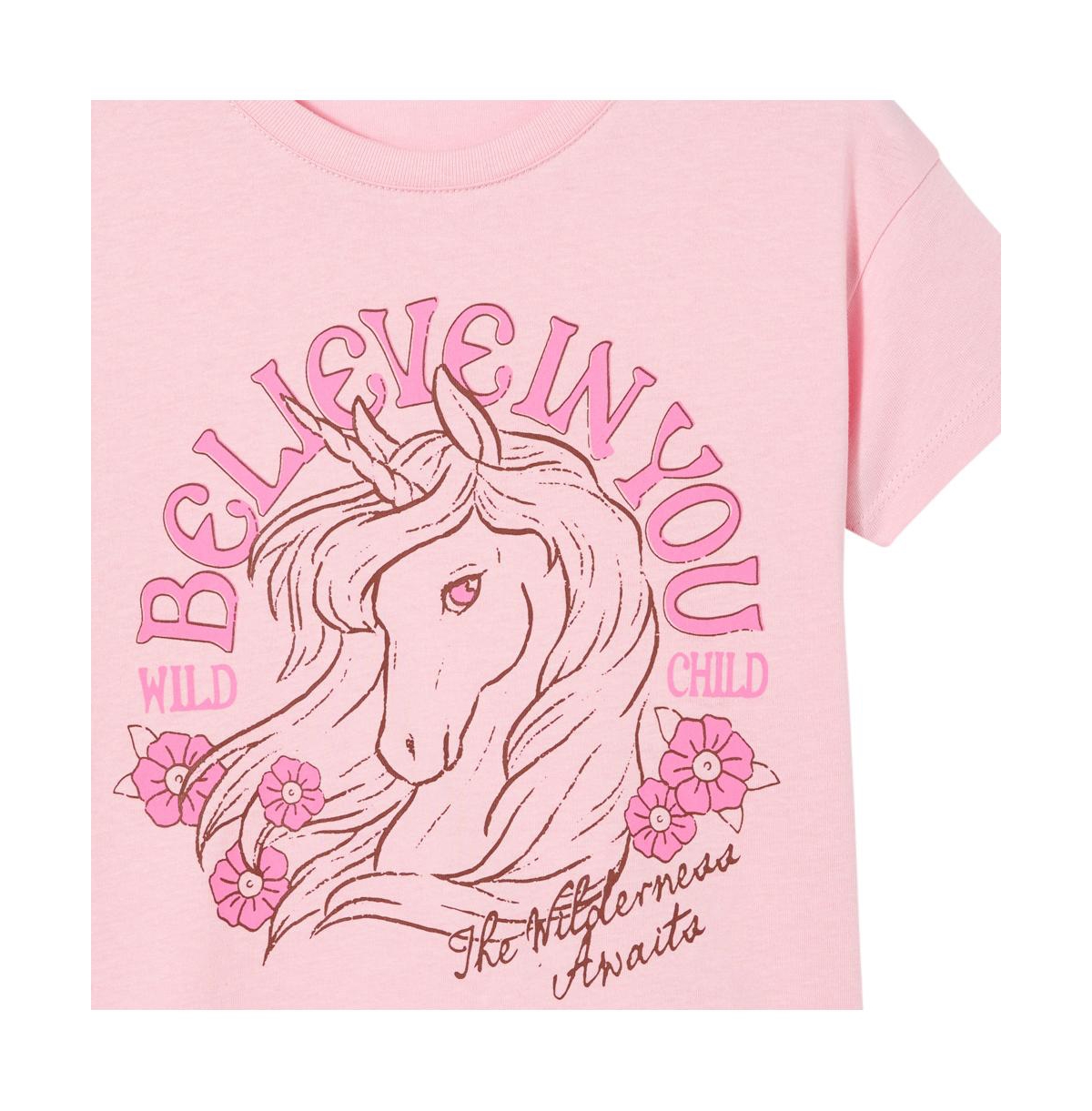 Cotton On Girls Little/Big Poppy Short Sleeve Graphic Print Tee -believe in you unicorn