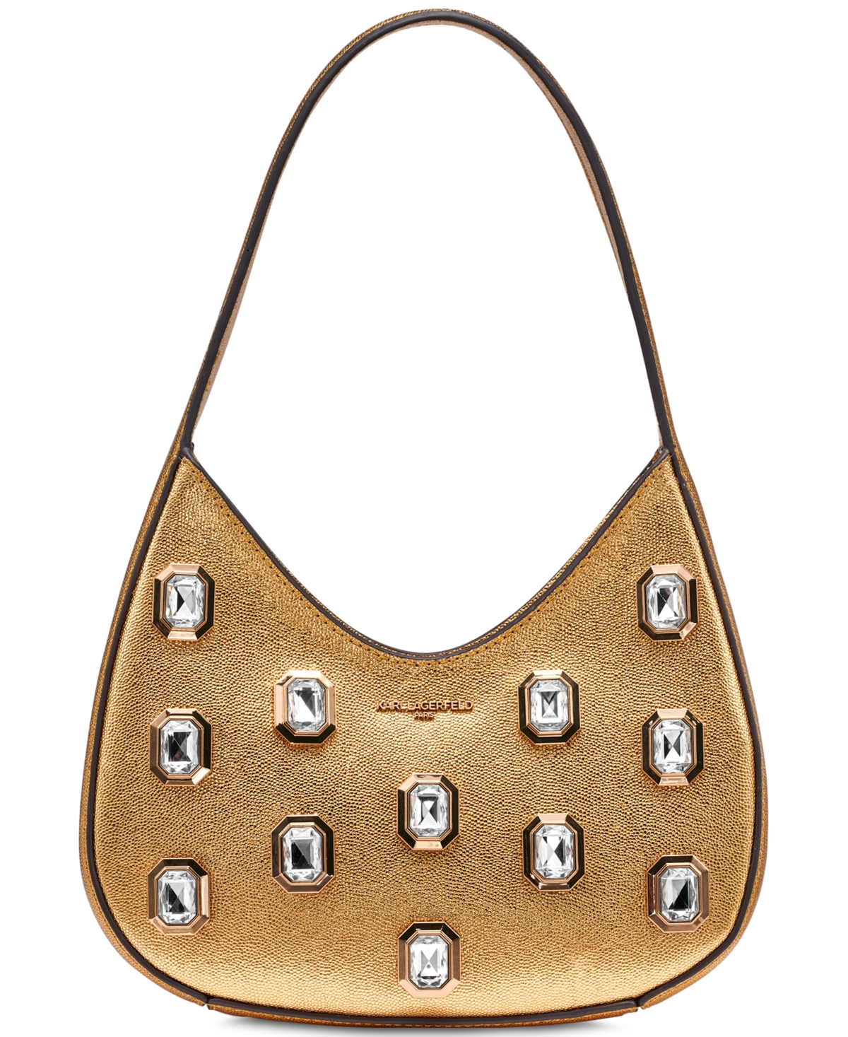 Karl Lagerfeld Desi Small Leather Hobo In Metallic Gold
