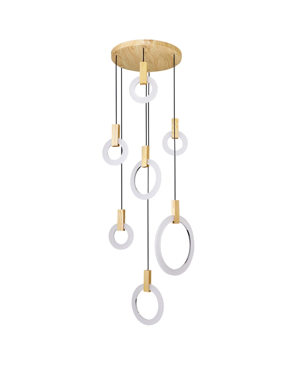 Cwi Lighting 76" Metal Anello Led Pendant In White Oak