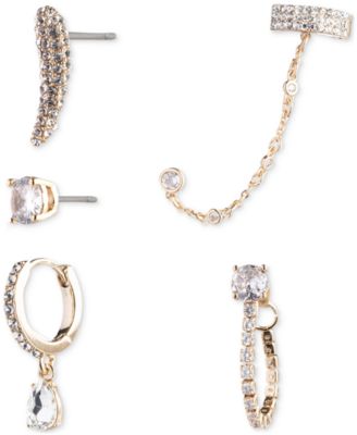 Gold-plated 5-Pc. Set Pav&eacute; Crystal & Cubic Zirconia Mix & Match Earrings