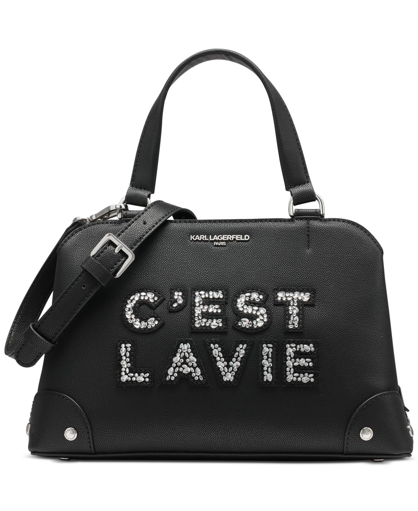 Женская сумка KARL LAGERFELD PARIS Medium Embellished Gifting Satchel, цвет: Чёрный — фото 1