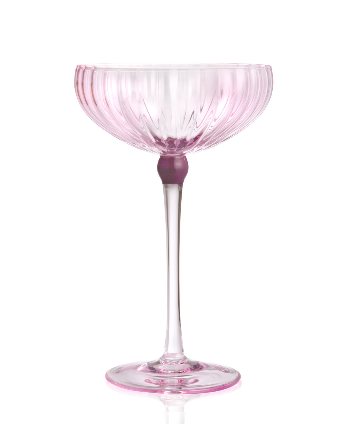 Qualia Glass Cranberry Coupes, Set Of 4 In Light Pink With Burgundy