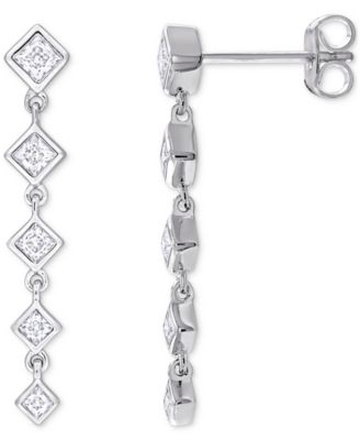 Macy's - Moissanite Linear Drop Earrings (5/8 ct. t.w.) in Sterling Silver