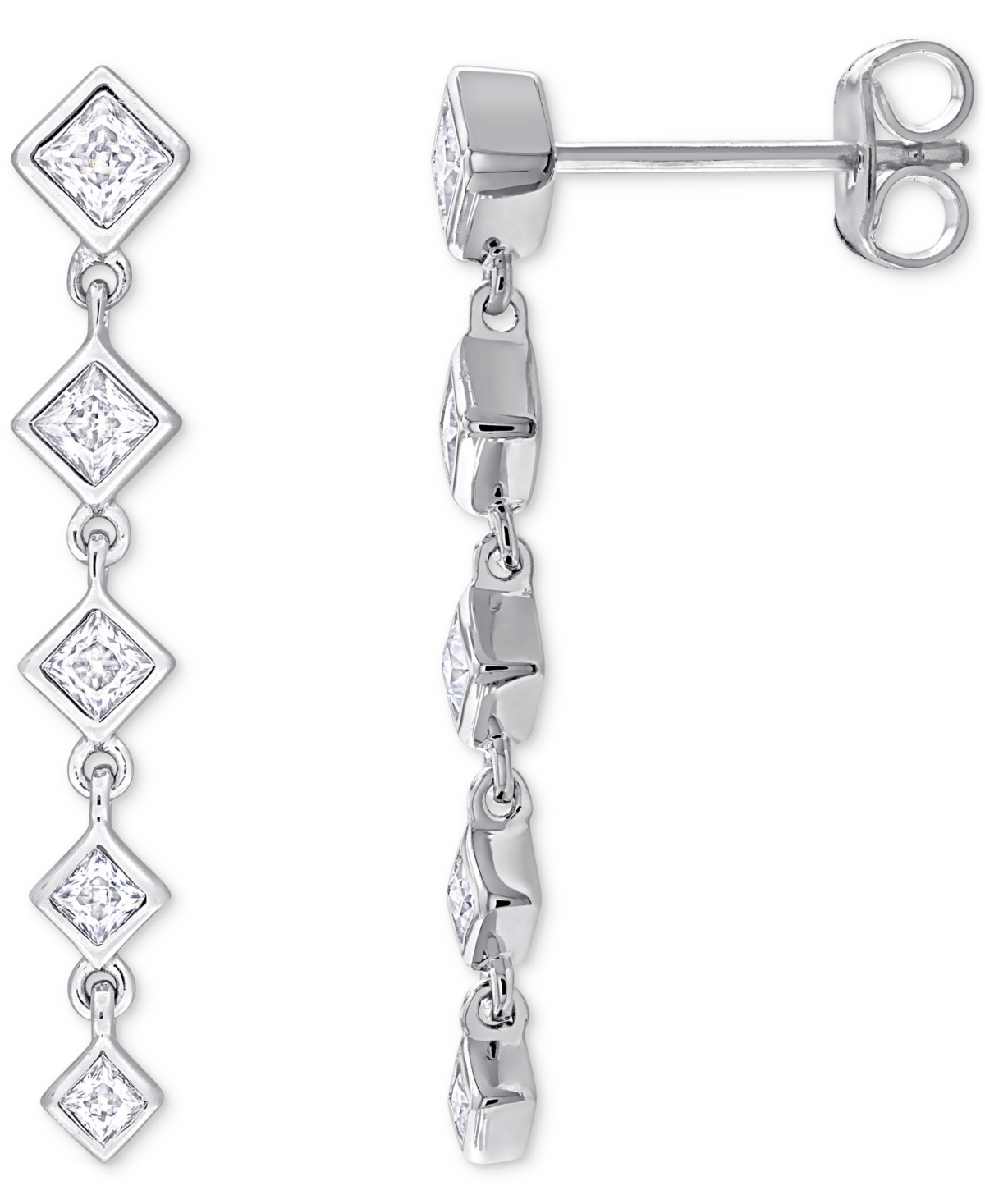 Moissanite Linear Drop Earrings (5/8 ct. t.w.) in Sterling Silver - White