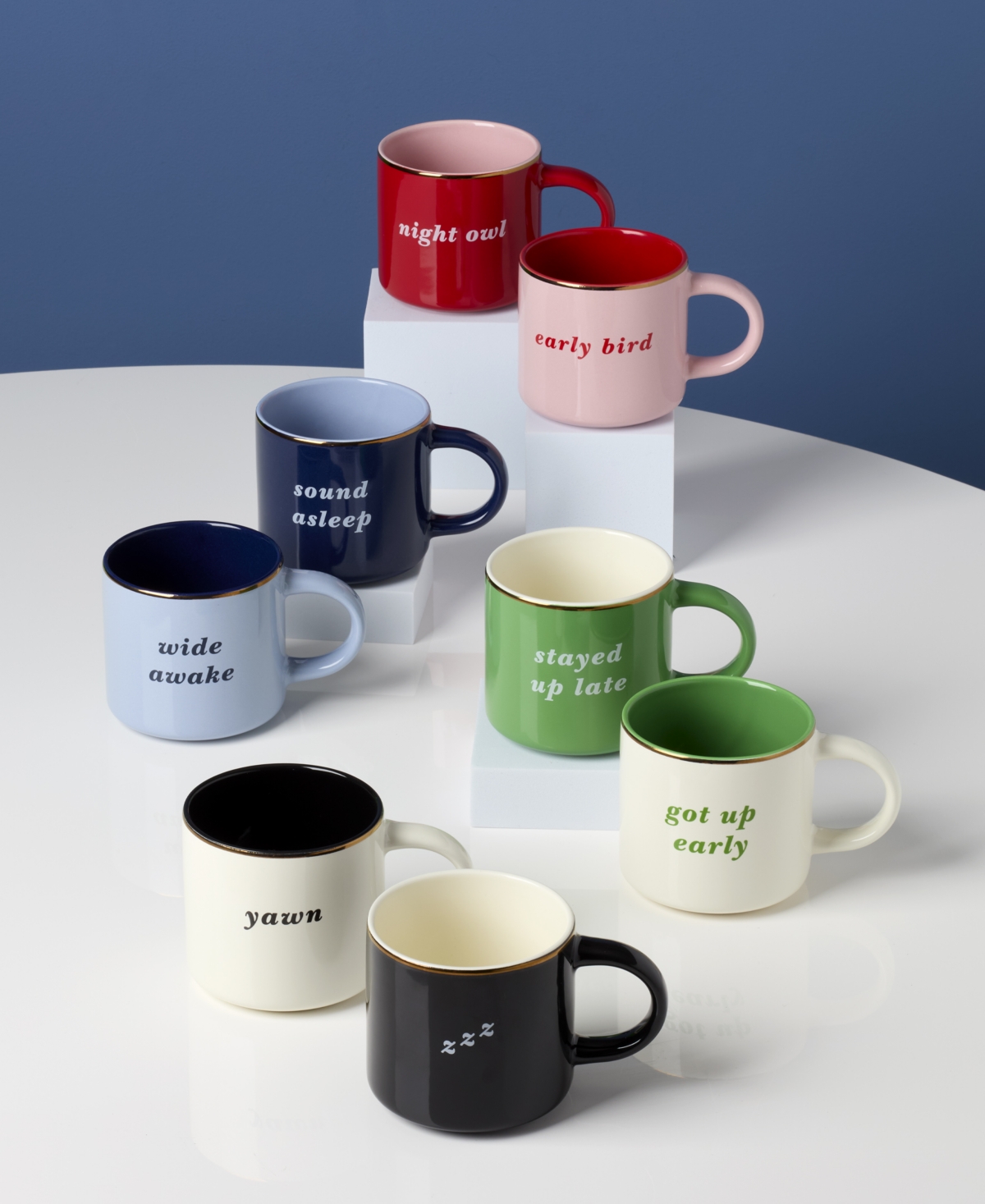 KATE SPADE WIDE AWAKE SOUND ASLEEP MUGS, SET OF 2 