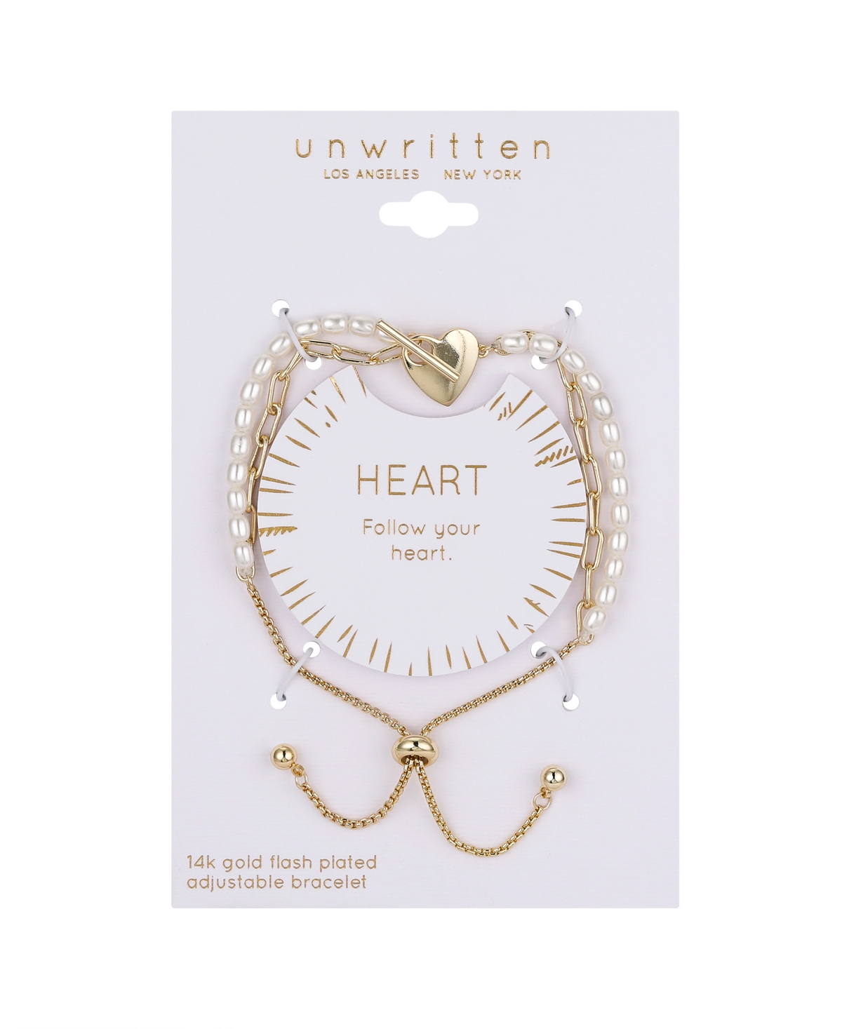 Unwritten Cultivated Pearl and Paperclip Heart Bolo Bracelet
