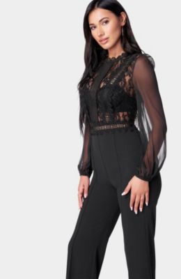 Women's Lace Top Straight Leg Jumpsuit