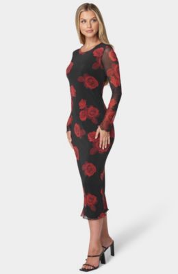 Women's Long Sleeve Printed Powermesh Maxi