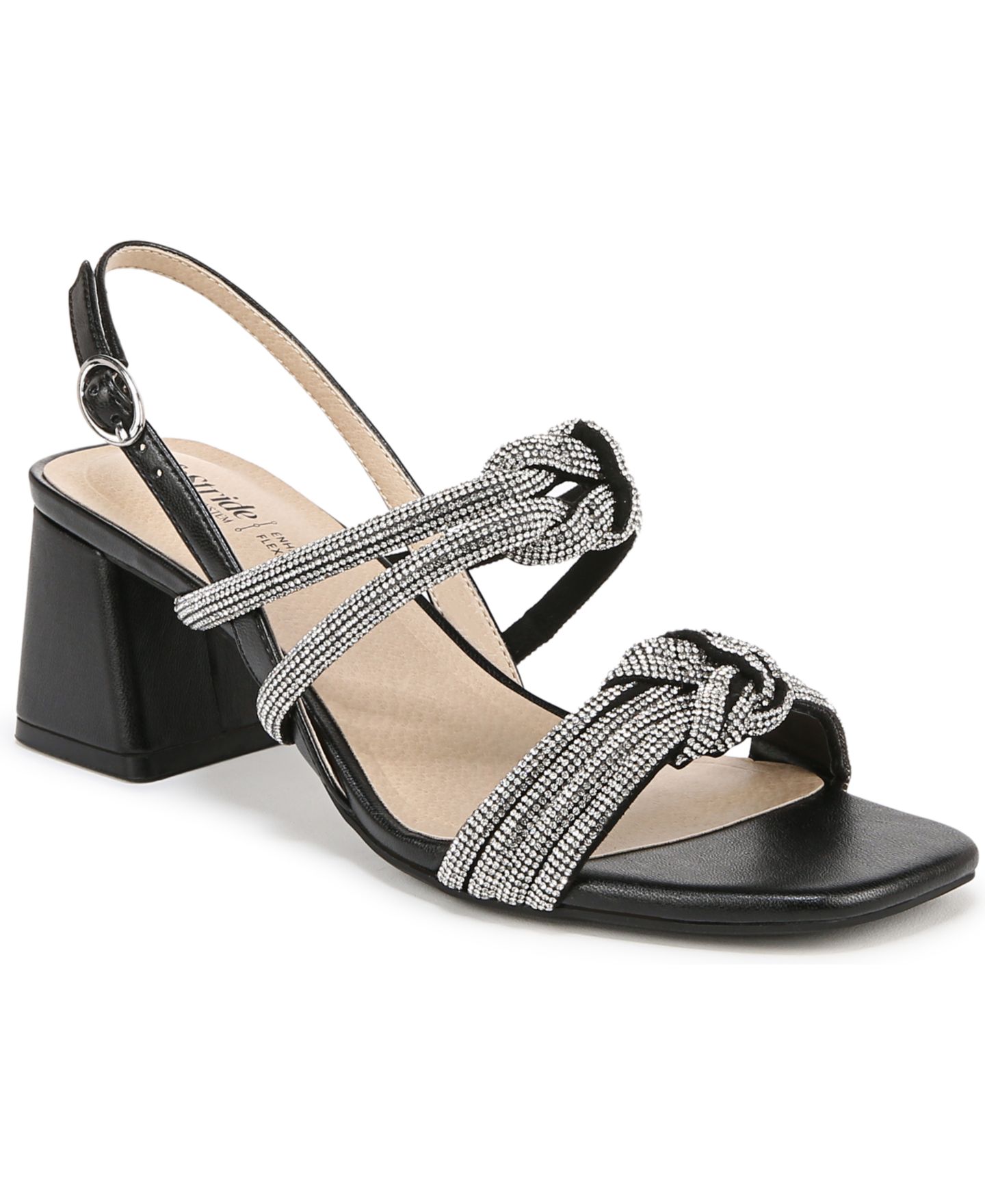 Женские туфли LifeStride Celeste Angled Block Heel Square Open Toe Dress Slingbacks, цвет: Чёрная искусственная кожа — фото 1