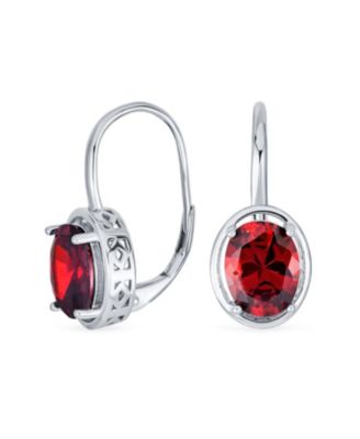 Antique  Oval CZ Drop Earrings Lever back Sterling Silver