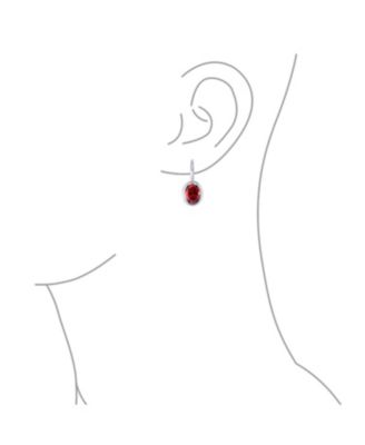 Antique  Oval CZ Drop Earrings Lever back Sterling Silver