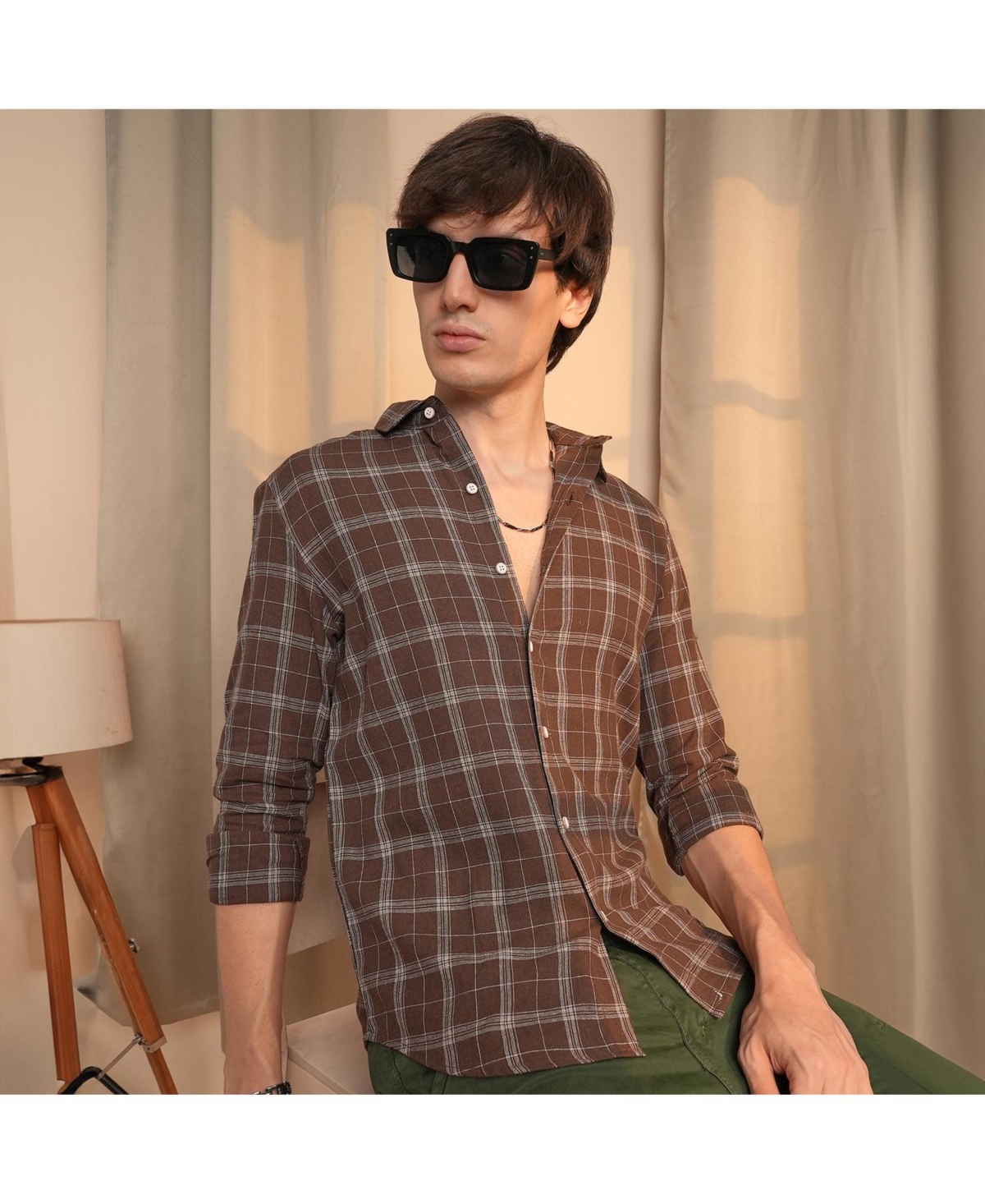 Men's Chocolate Brown Tartan Plaid Shirt