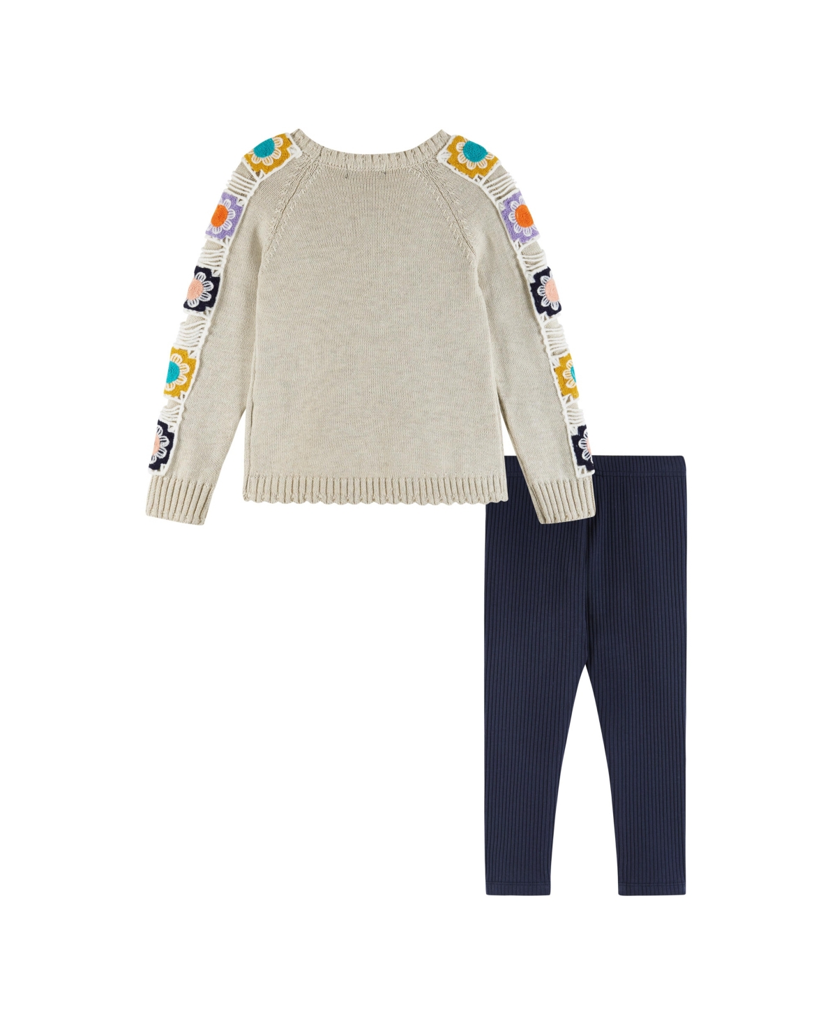 Andy & Evan Little Girls Toddler/Child Floral Crochet Sweater & Legging Set