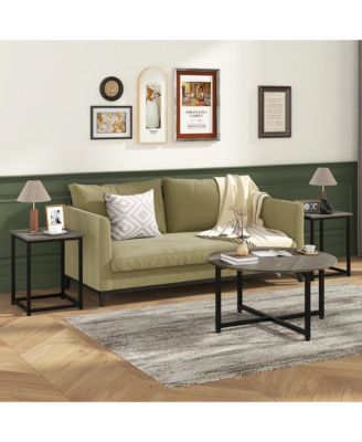 Round Nesting Table Set of 3 Coffee Table w/ 2 End Tables Sturdy Metal Frame