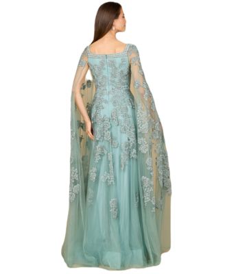 Women's Lace gown with long cape sleeves