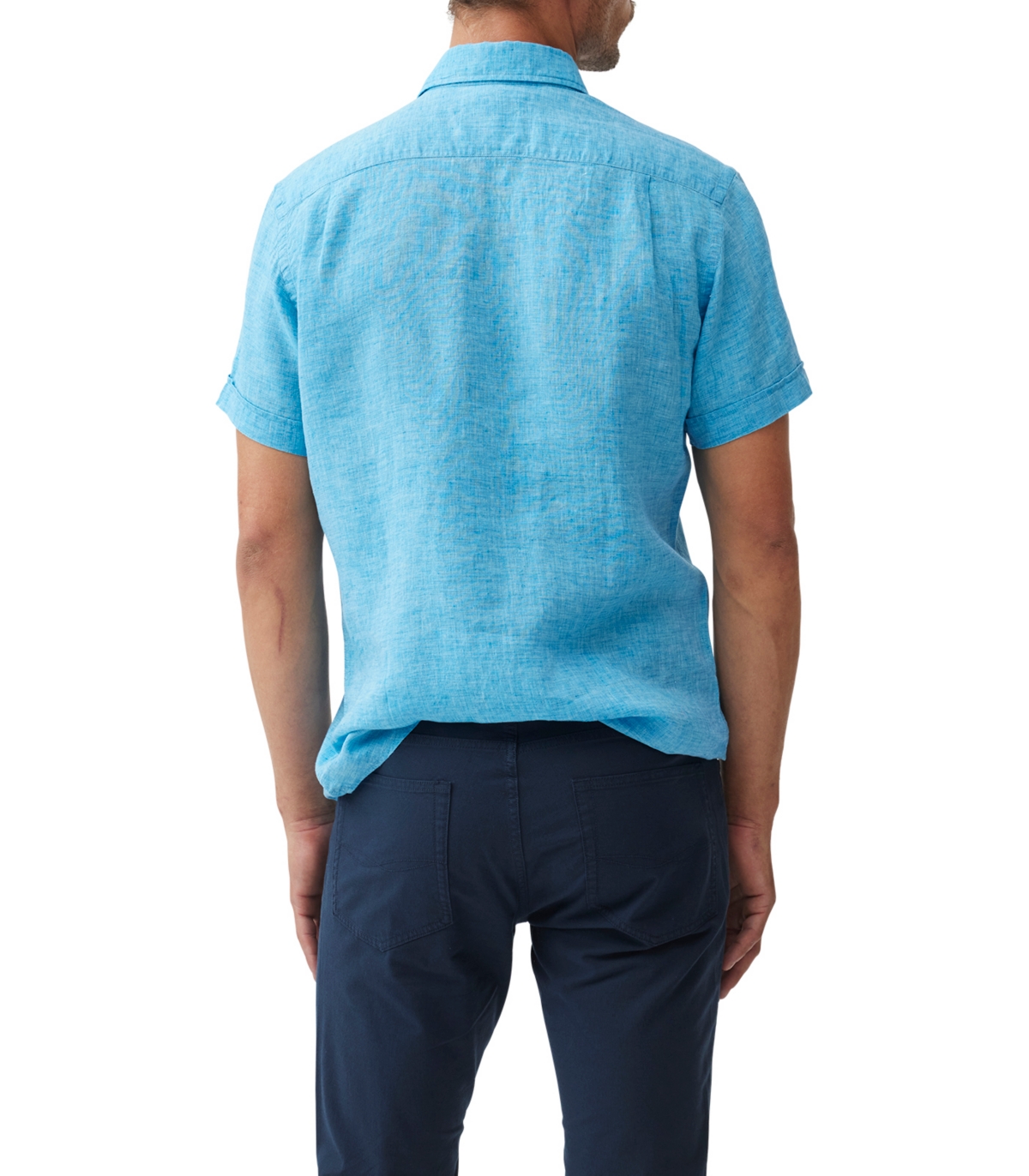 Rodd & Gunn Palm Beach Sports Fit Short Sleeve Linen Button-up Shirt In Blue