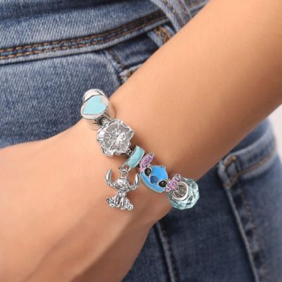 Stitch Fashion 7" Charm Bracelet with Blue and Silver Tone Enamel Beads